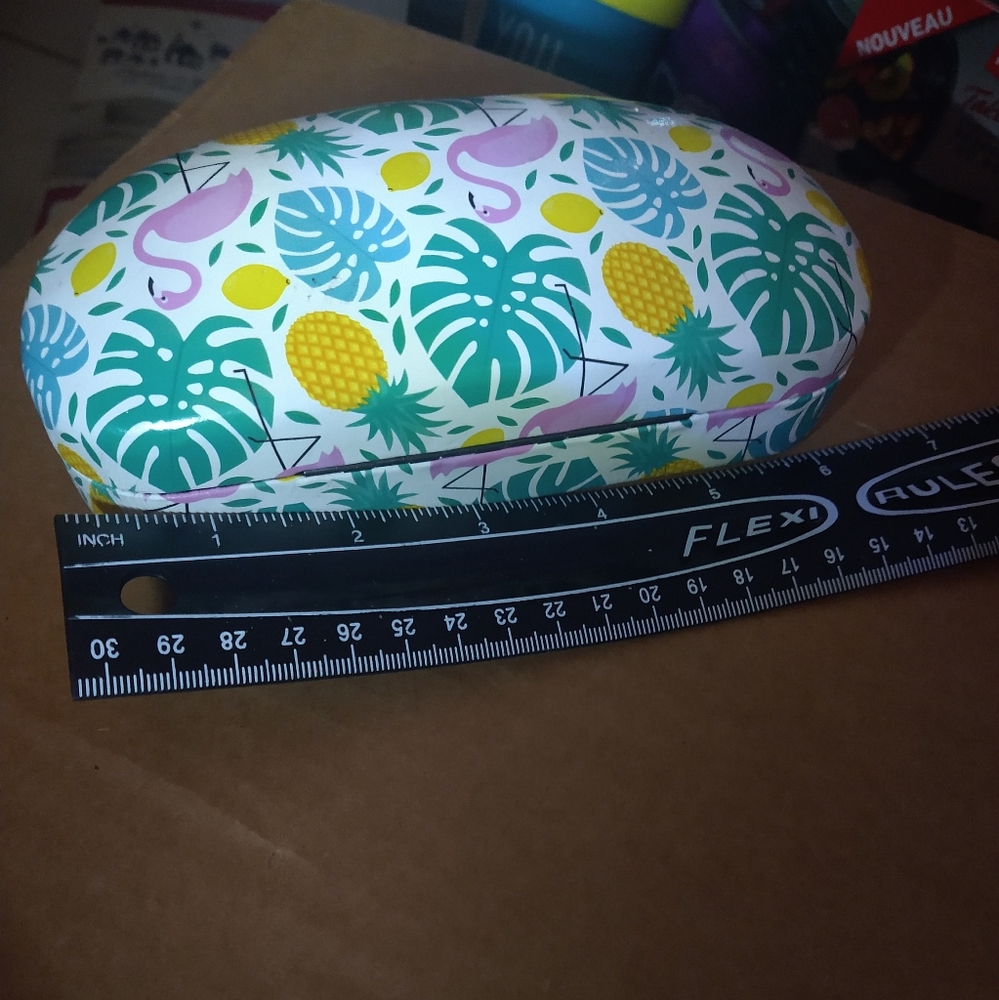 Bundle of 2 Tropical Glasses hard case Flamingo Pineapple Palm - Picture 7 of 9
